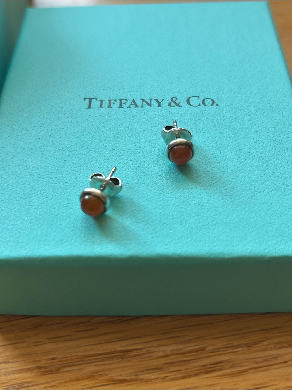 Tiffany & Co. Elsa Peretti Carnelian Sterling Silver Stud Earrings